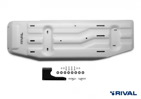 RIVAL Алюминиевая защита топливного бака 6 мм для Toyota Hilux Revo 2.7, 2.4TD, 2.8TD; AT, MT; 4WD (2015-2025); Toyota Hilux 2.8D 48V (2025-н.в.) + комплект крепежа