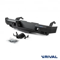 RIVAL алюминиевый задний бампер для FORD RANGER (2012-2015; 2015-2022) (чёрный, без LED) + комплект крепежа