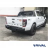 RIVAL алюминиевый задний бампер для FORD RANGER (2012-2015; 2015-2022) (чёрный, без LED) + комплект крепежа