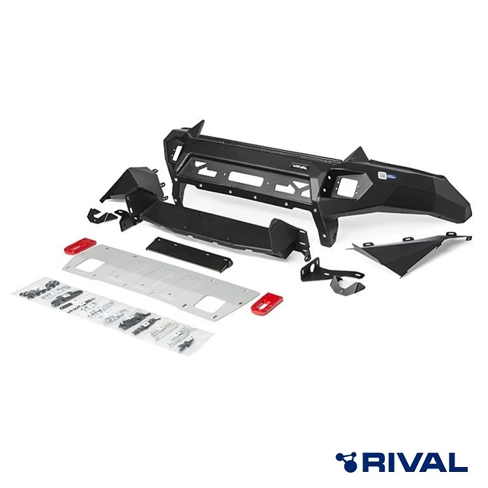 RIVAL алюминиевый передний бампер для ISUZU D-MAX (2017-2019) (чёрный, без LED) + комплект крепежа