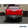 RIVAL алюминиевый задний бампер для MITSUBISHI L200 только для версий без AdBlue (2019-2023) (чёрный, без LED) + комплект крепежа