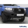 RIVAL алюминиевый передний бампер для TOYOTA HILUX (2018-2020) (чёрный, без LED) + комплект крепежа