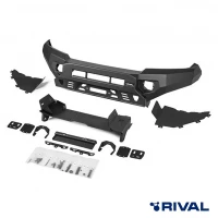 RIVAL алюминиевый передний бампер для TOYOTA LAND CRUISER 200 (2006-2015) (чёрный, без LED) + комплект крепежа