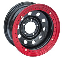 Диск УАЗ стальной черный 5x139,7 8xR16 d110 ET-19 с псевдо бедлоком (красный)