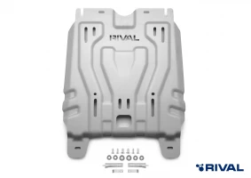 RIVAL Алюминиевая защита трансмиссии 6 мм для Toyota Hilux 2.4D, 2.7, 2.8D; 4WD (2015-н.в.) / Fortuner 2.7, 2.8D; 4WD (2015-н.в.) + комплект крепежа